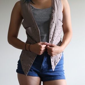 Studded high low vest